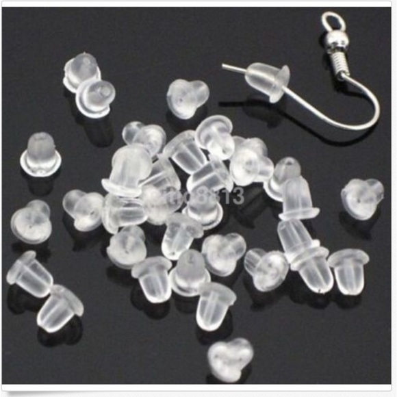20Pcs Stoppers Silicone Rubber Clear Back Earrings - Picture 1 of 4